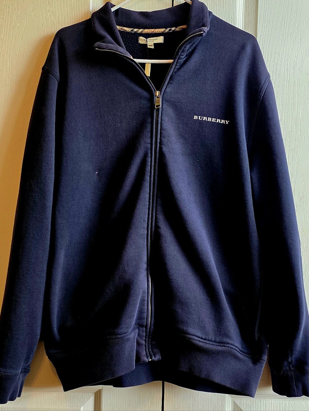 Burberry London Mens's XXL Navy Zip-Up Sweatshirt Jacket